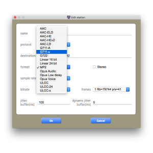 Station settings in the LUCI LIVE SE audio over IP broadcasting software.
